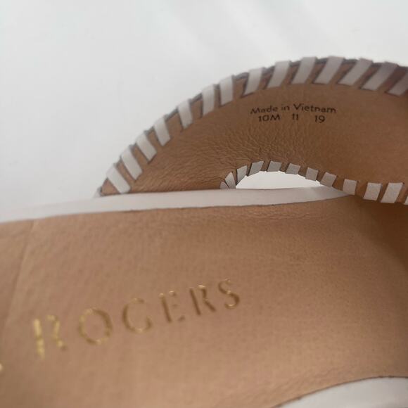 NEW JACK ROGERS Sandals Size 10 Jackie Mid Wedge White Leather Prep Summer NWOT - Picture 10 of 15